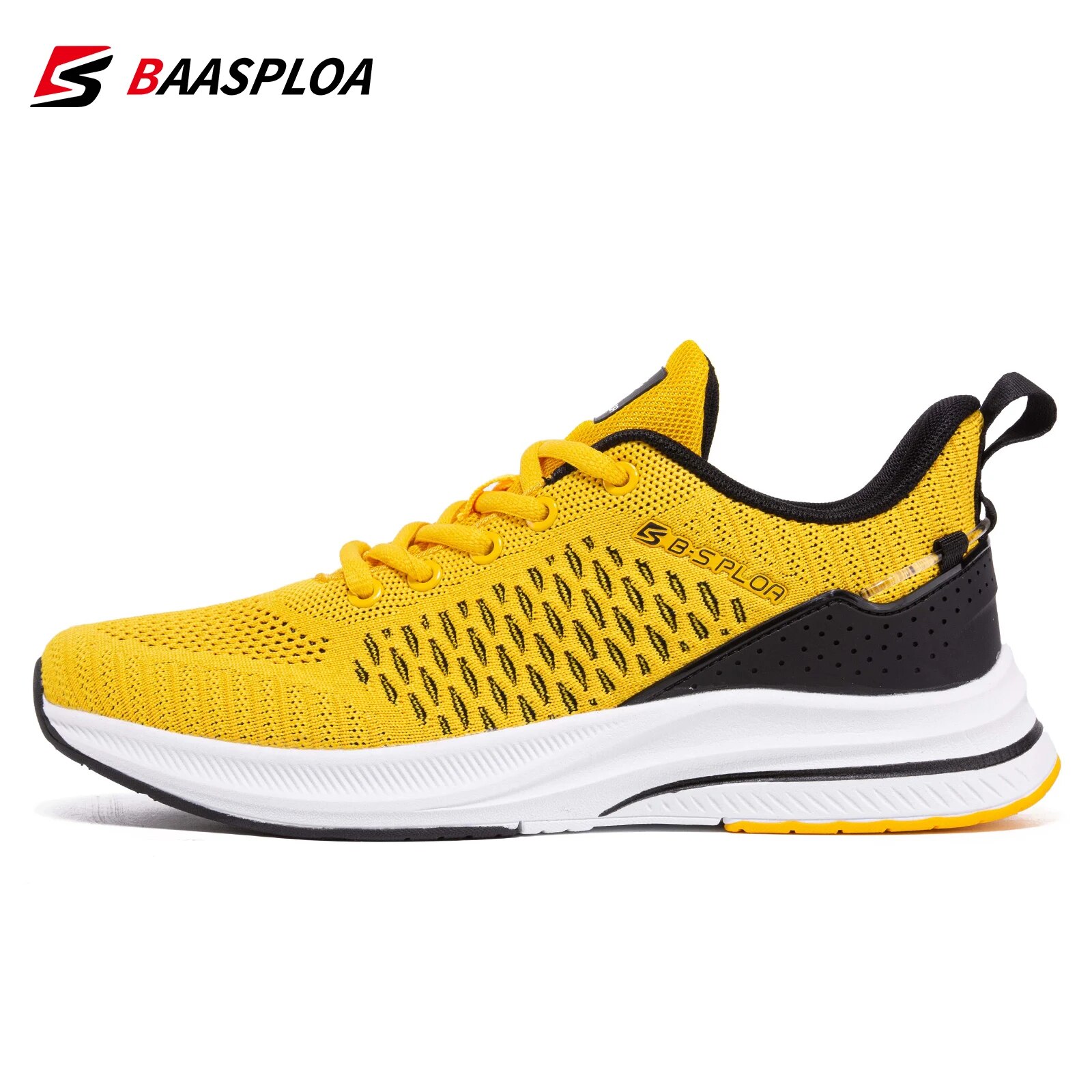 Baasploa herre løbesko lette sportssko mesh åndbare afslappede sneakers skridsikre udendørs til mænd: Gul / 44
