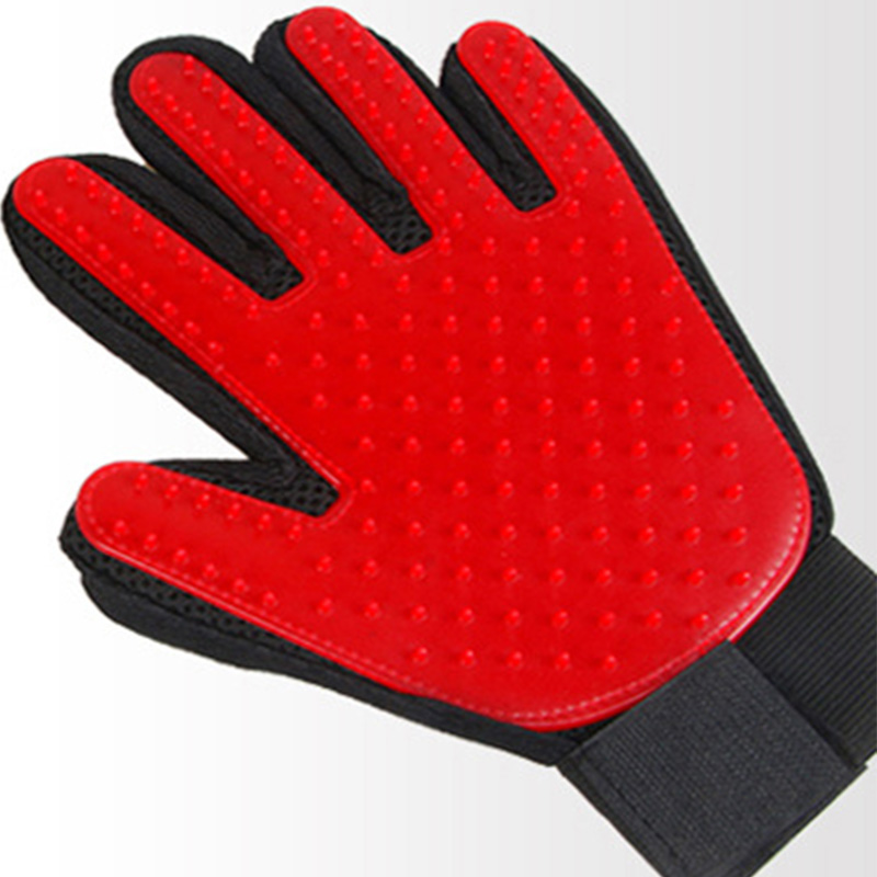 Luva removedora de pelos para animais, escova para remoção de pelos de cachorro e gato, esquerda ou direita, massageador de limpeza materiais de pente: Left red