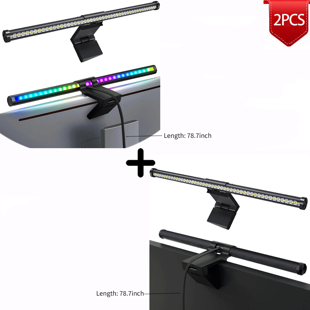 Barra de luz LED para Monitor, luces colgantes para pantalla de ordenador, lámpara de mesa de atmósfera RGB para trabajo, estudio, lectura de juegos, iluminación de atenuación, 44cm: YELLOW