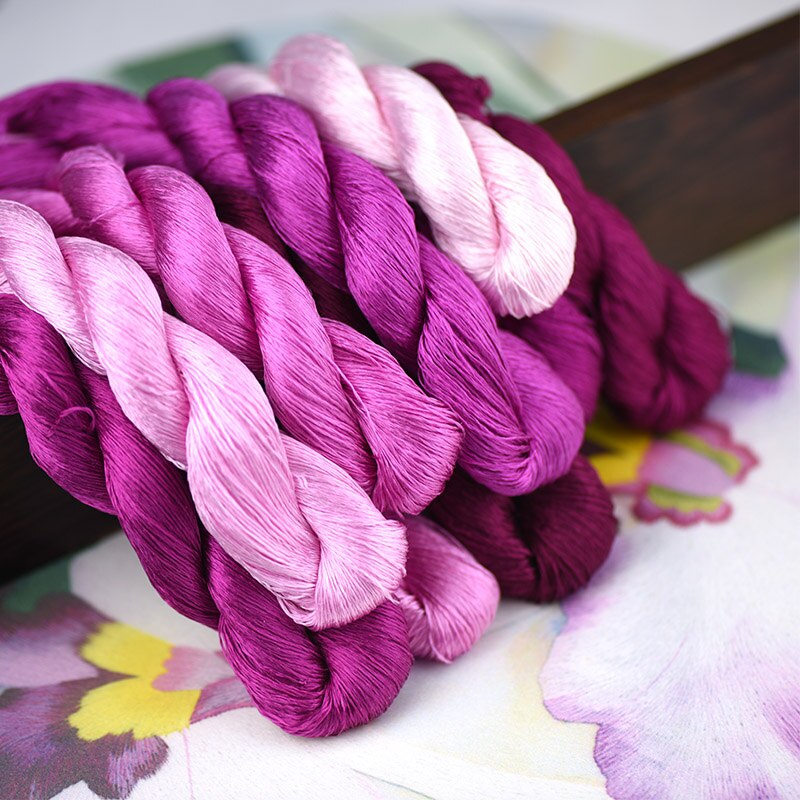 1pcs 100% silk thread hand embroidery embroider cross stitch 400m silk embroidery thread Rose purple /9 pure colors