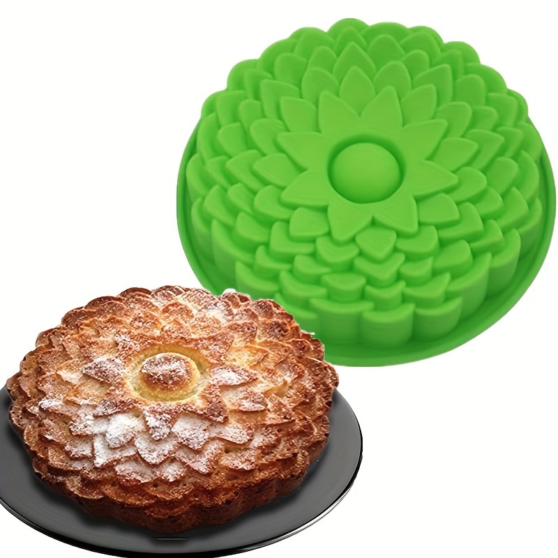 Moldes de silicona para hornear flores, molde de silicona para pasteles, moldes de gelatina de gelatina y gelatina, moldes para pasteles para formas para hornear, 1 pieza: green