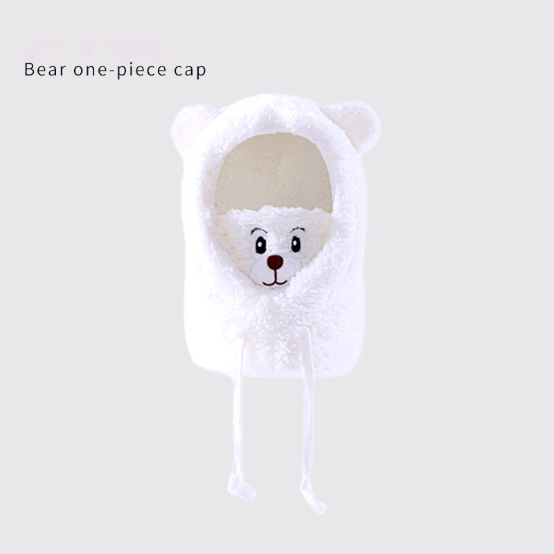 Leuke Cartoon Beer Lam Pluche Warm Solid Panda Caps Sjaal Set Masker Winter Koude Verdikte Bescherming Oor Hoed Voor Vrouwen meisje: White