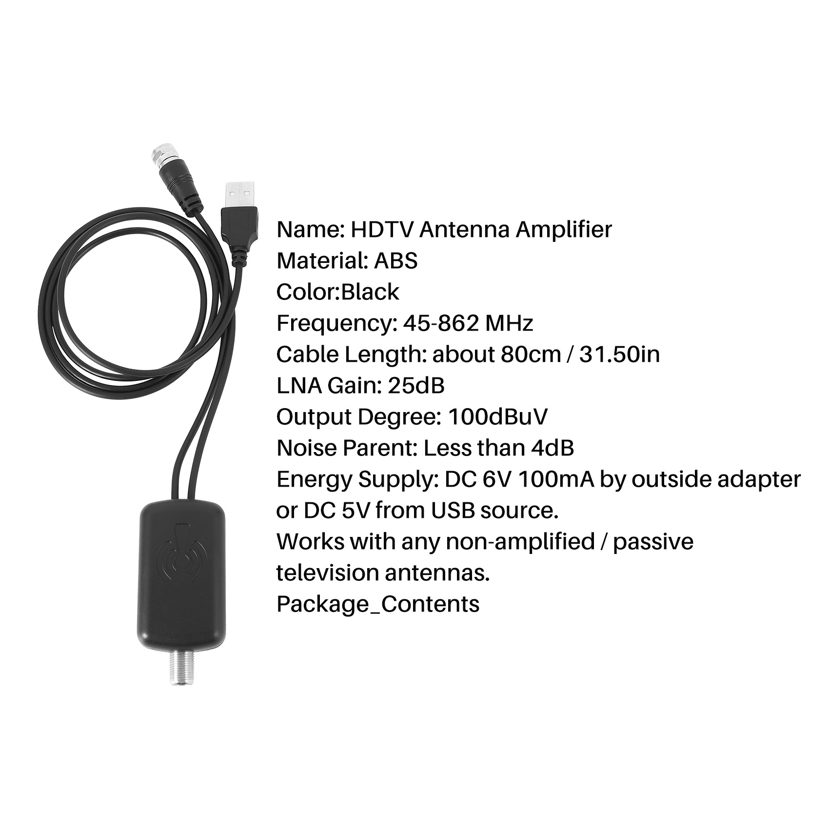 Wzmacniacz antenowy hdtv, wzmacniacz sygnału, antena hdtv z zasilaczem usb