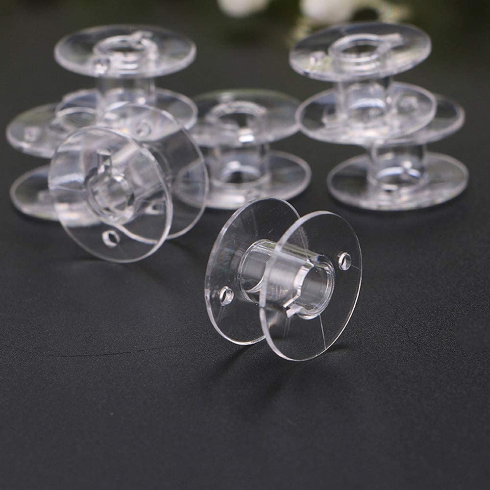 50Pcs Empty Bobbins Transparent Plastic Sewing Machine Bobbins Spools for Brother Janome Singer Elna Home Sewing Machine