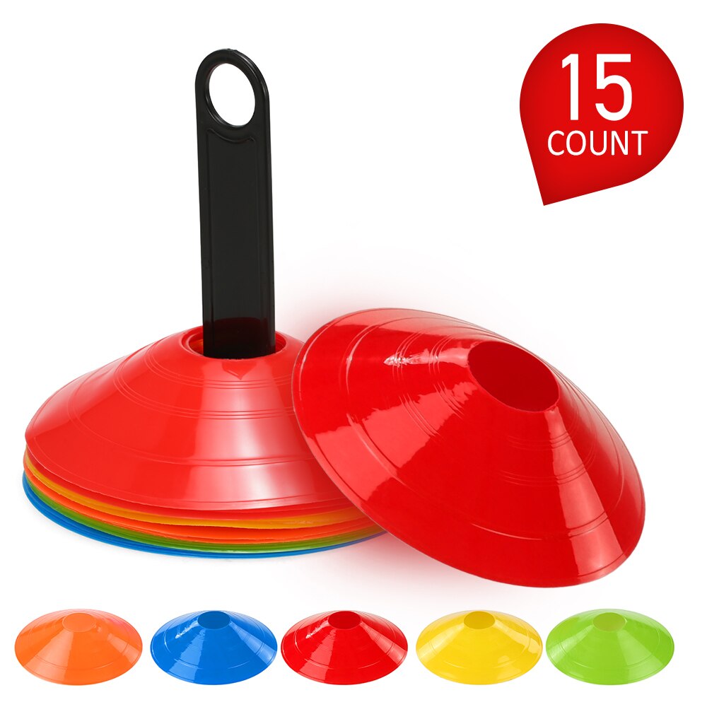15 stk /25 stk agility disc kegle sæt multi sport trænings rum kegler med plast stand holder til fodbold fodbold bold spil disc: Type 1-15 stk