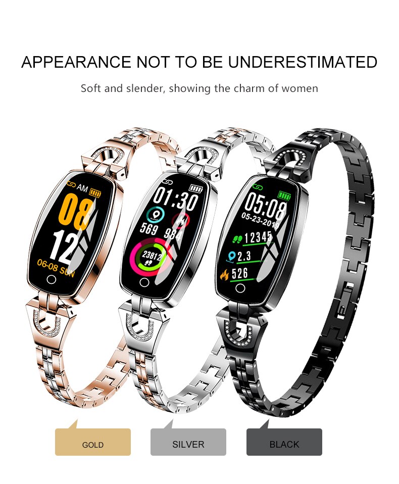 Bluetooth dameshorloge, hartslagmeter, fitnesstracker, smartwatch, app-ondersteuning voor android, ios, pk  q8 q9