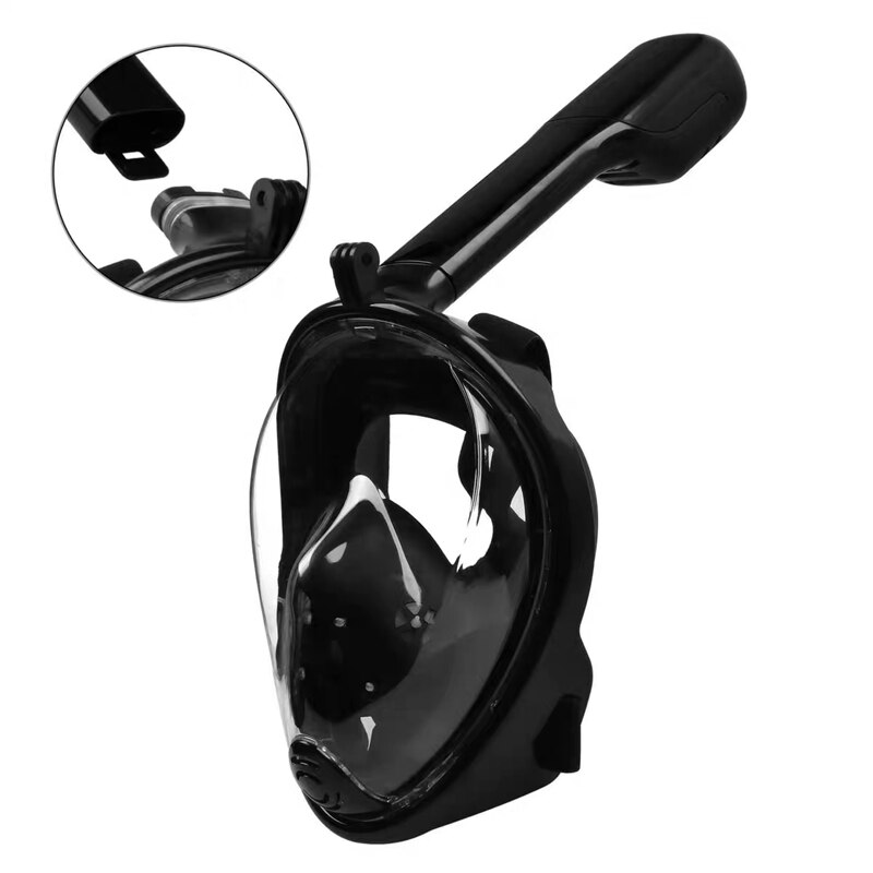 6 kleuren duikmasker scuba masker onderwater anti-condens volledig gezicht snorkelmasker dames heren kinderen zwemmen snorkel duikuitrusting: Zwart / S/m