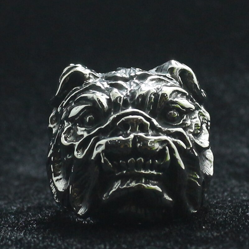 Mens 316L Roestvrij Staal Cool Punk Gothic Bull Hond Grote Ring