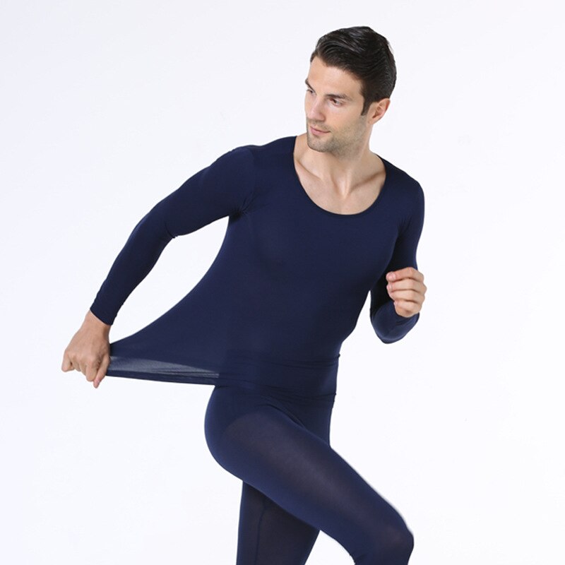 2 Piece Clothing Set Warm-Keep Winter Clothing For Male Female Warm Thermal Underwear Set Two Pieces Thermal Suit Long Johns: navy men