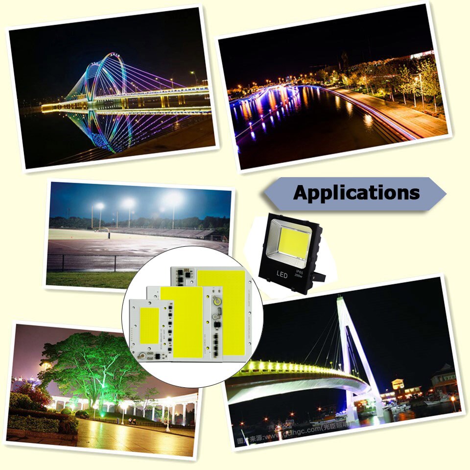 AC220V LED COB 50W 100W 150W LED PCB reflector módulo placa de aluminio blanco/cálido COB Chips controlador IC inteligente para lámparas de foco