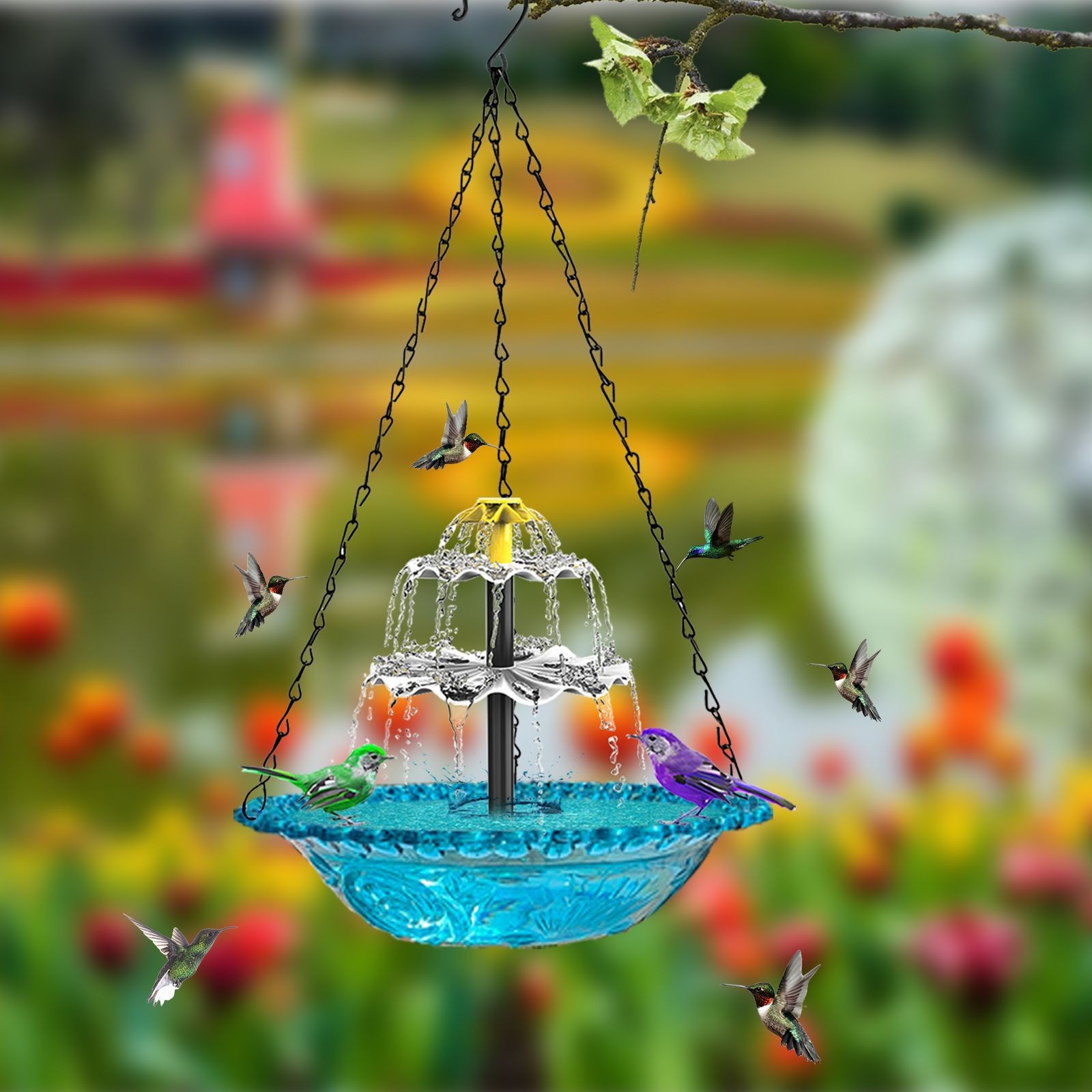 CONFRESSION-Bassin solaire multifonctionnel pour bain d'oiseaux, mangeoire et boisson, 62 eau