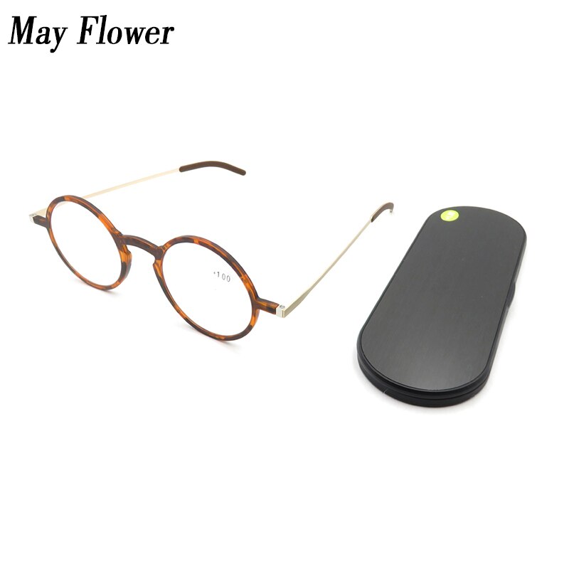 Mei Bloem Frame Vrouwelijke Bril Anti-blauw Licht mannen Leesbril Met Case Brillen Frame vrouwen óculos de grau +4: CAMEL / +350