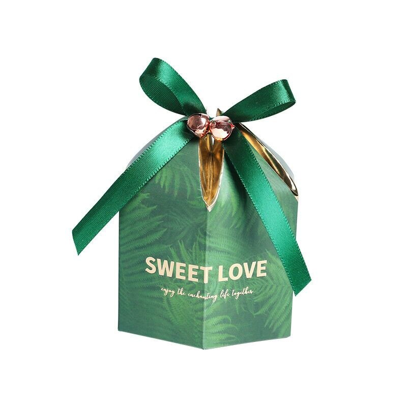 Grøn slik æske med bånd chokolade æsker souvenirs til gæster bryllup favoriserer og fødselsdag baby shower favoriserer æsker: 20 stk