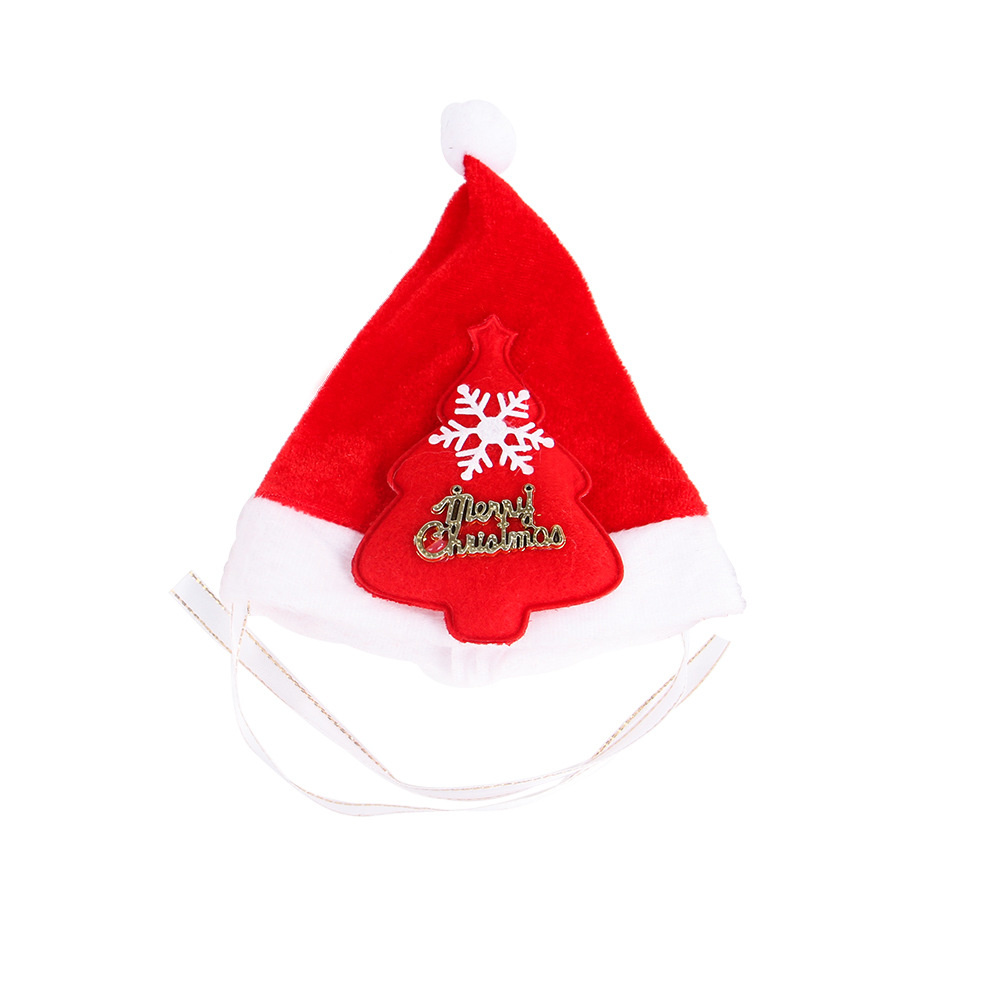 Chapeau de bonhomme de neige de noël pour animaux de compagnie, couvre-chef amusant pour chat, petit et moyen gabarit, accessoires fournitures pour animaux de compagnie,: Red Christmas Tree
