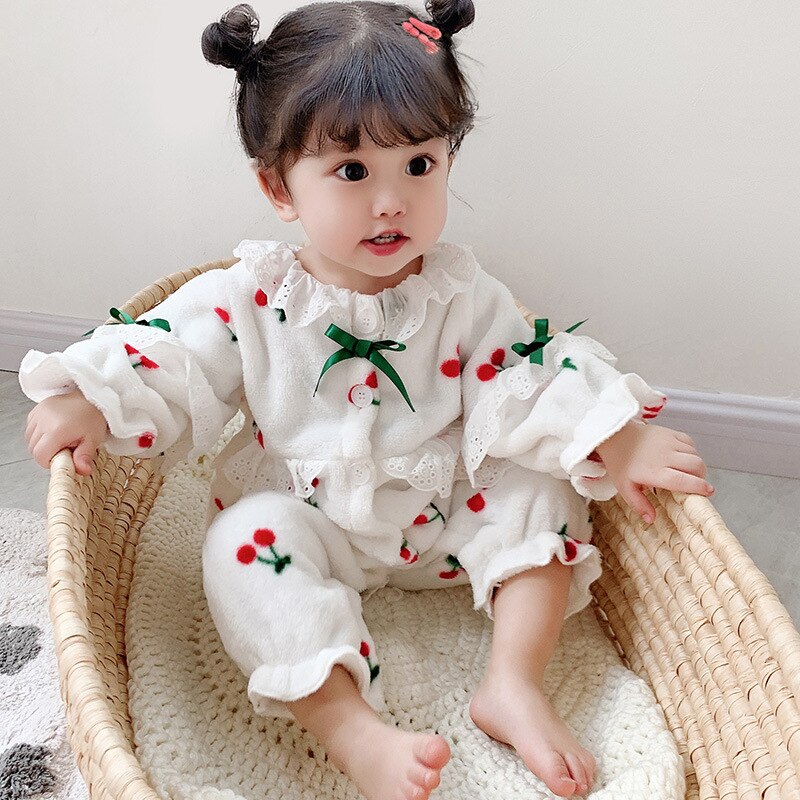 Baby Clothes For Autumn Winter Pajamas Clothes For Baby Girls Coral Warm Onesie Pajamas Kids Clothing Sets Newborn Baby Pajamas