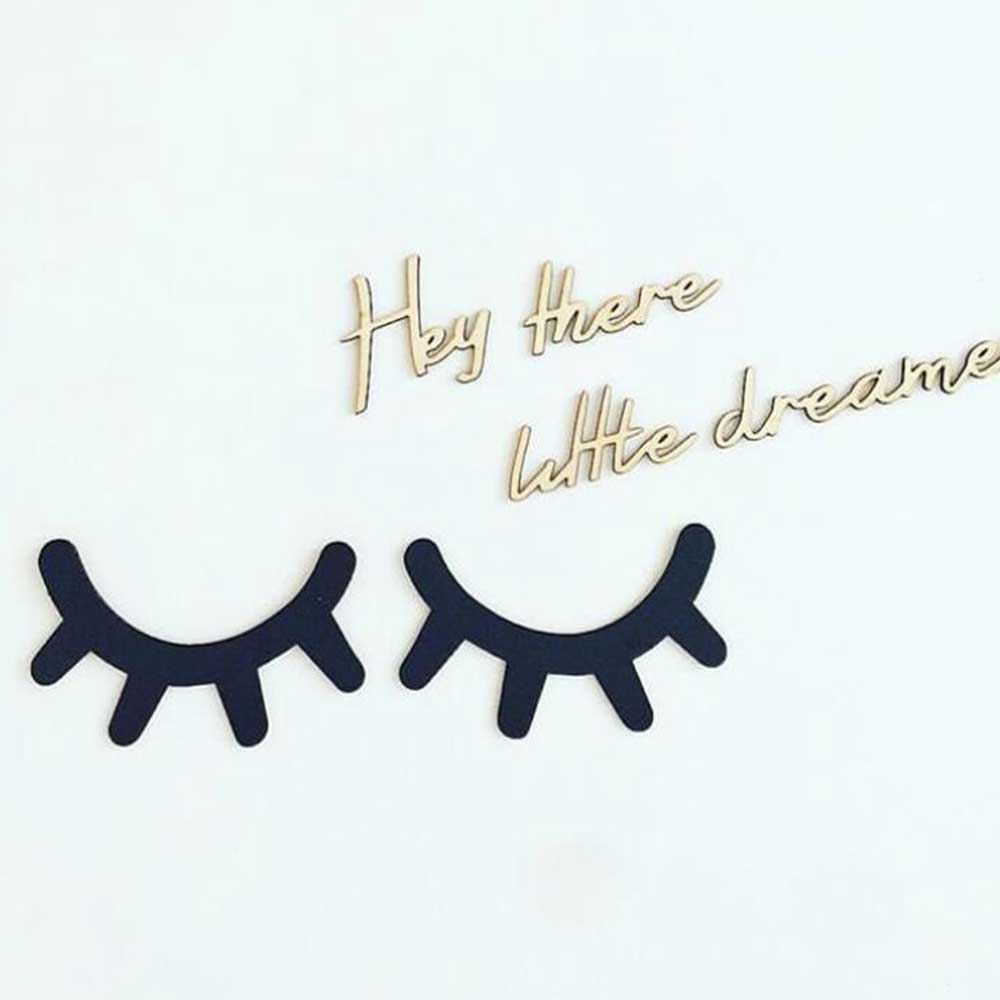 Baby Bed Bumper Ins Style Wooden Eyelashes Wall Sticker Baby Room Decor Photography Props Cartoon 5 Colors