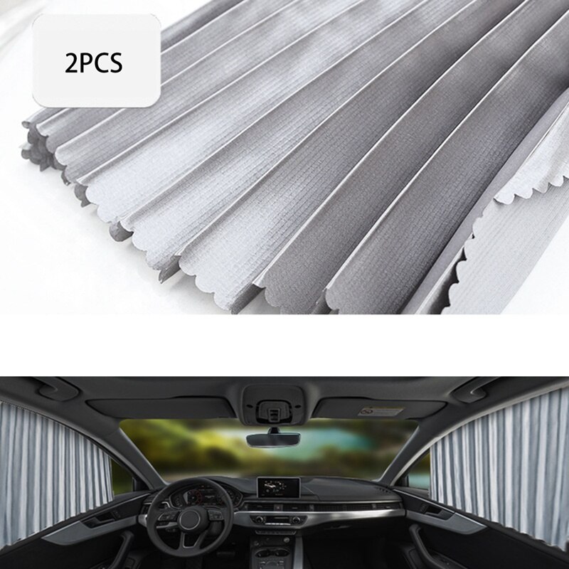 Universal Car Side Window Sun Shade Auto Sun Protection Privacy Sunshade Magnetic Curtain Keeps Cooler Screen For Sleeping: Front 2pcs Silver