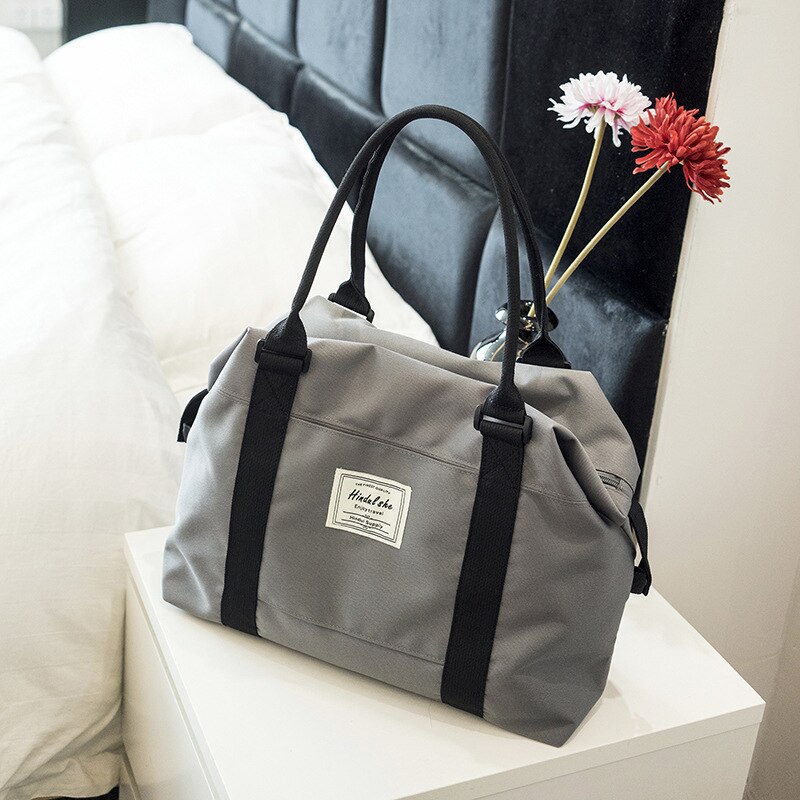 Dy bagagem de viagem curta bolsa de viagem feminina coreano-estilo mão bolsa em forma de pequeno grande: Dark Grey Small