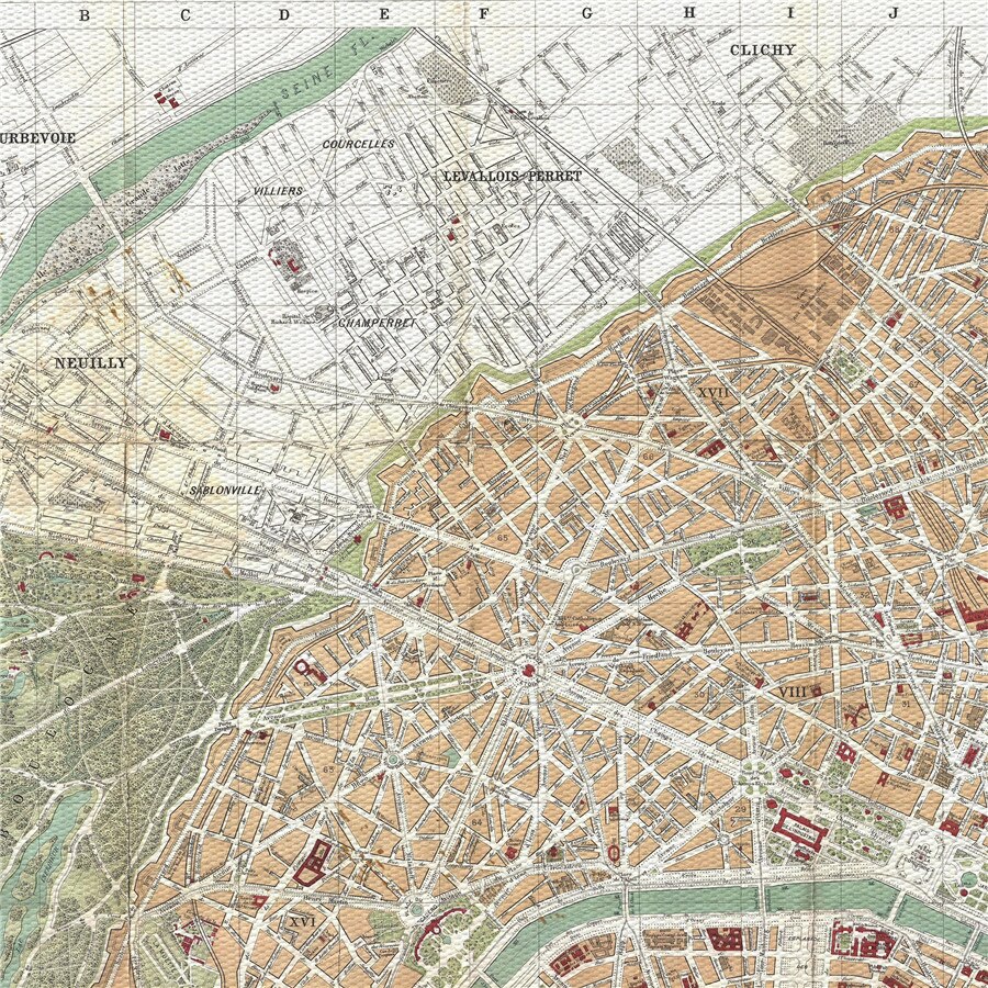Plan de paris kart antikk lerret maleri kompleks rute print tegning vegg kunst klistremerke hjemmeinnredning bar kafé pub vintage bilde
