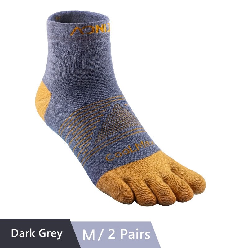 AONIJIE 2 Pairs Außen Socken Schnell Trocknend Fünf Kappe Socken Tragbare Toesocks Für Camping Wandern Trail Running Jogging E4810 E4806: Dark Grey M Size