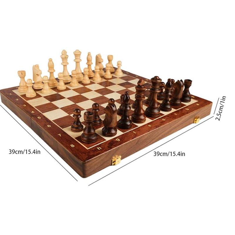 Chess Set Wooden Chess Foldable Chess Board Travel Chess Board Folding Portable Chess Game Wood