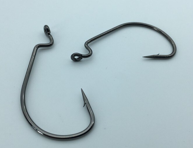 20pcs Wide Gap Worm Hook Jig Fishing Crank Hook Bass Hook for soft bait Black Fishhook Size 1/0-5/0