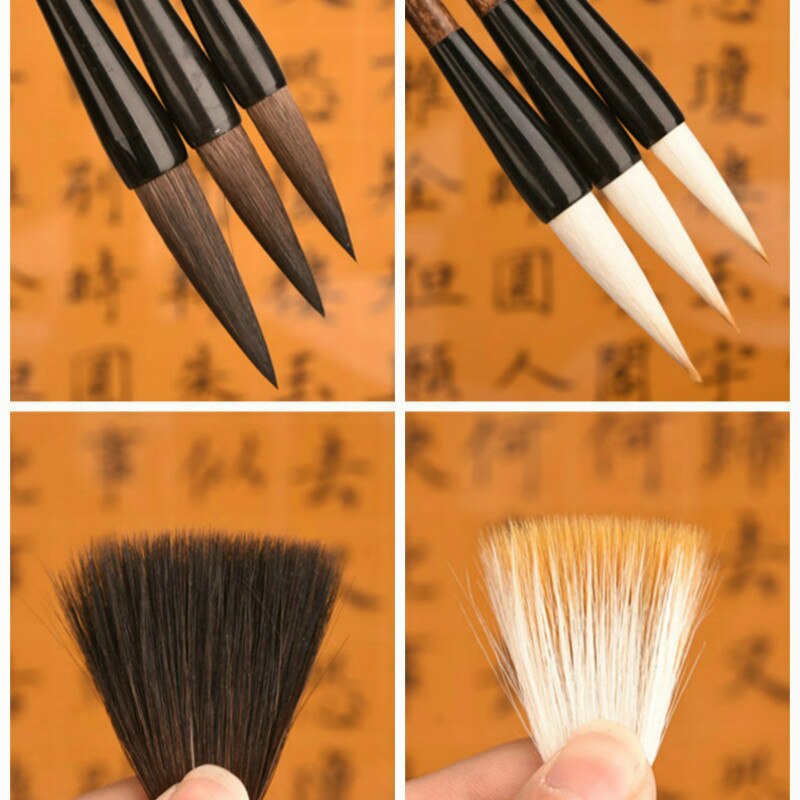 3 Pcs Wolf Haar Borstel Set Tinta China Chinese Huzhou Kalligrafieborstel Caligrafia Meerdere Haar Schilderen Schrijven Borstel Pen