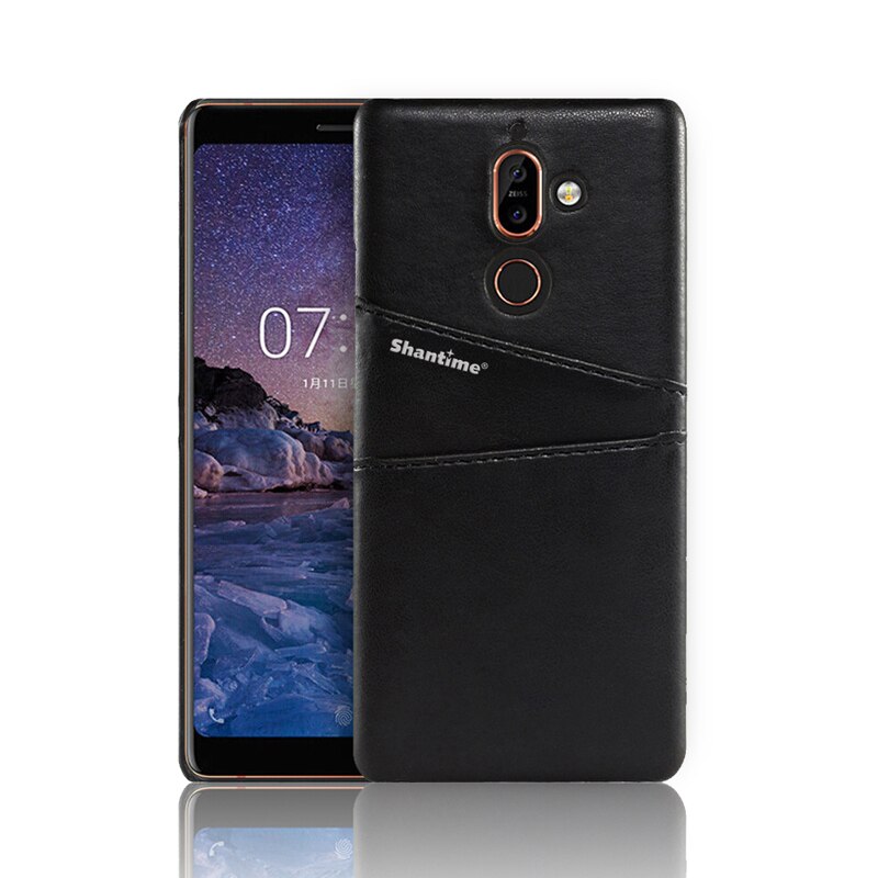 For Nokia 7 Plus Phone Case For Nokia 7 Plus Business Case Leather Wallet Cover With Card Slot Holder Luxury Sense: Black