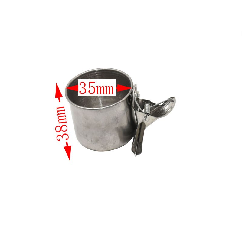 10 stk rustfritt stål matte vann paring fugl enkeltkopper med klips papegødu bur stativ fuglemater rekvisita  c42: 35mm