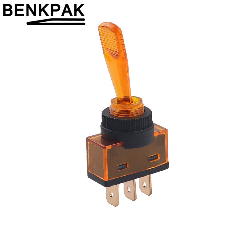 Interruptor de palanca automotriz de 3 pines ON-OFF con lámpara DC 12V 20A: YELLOW