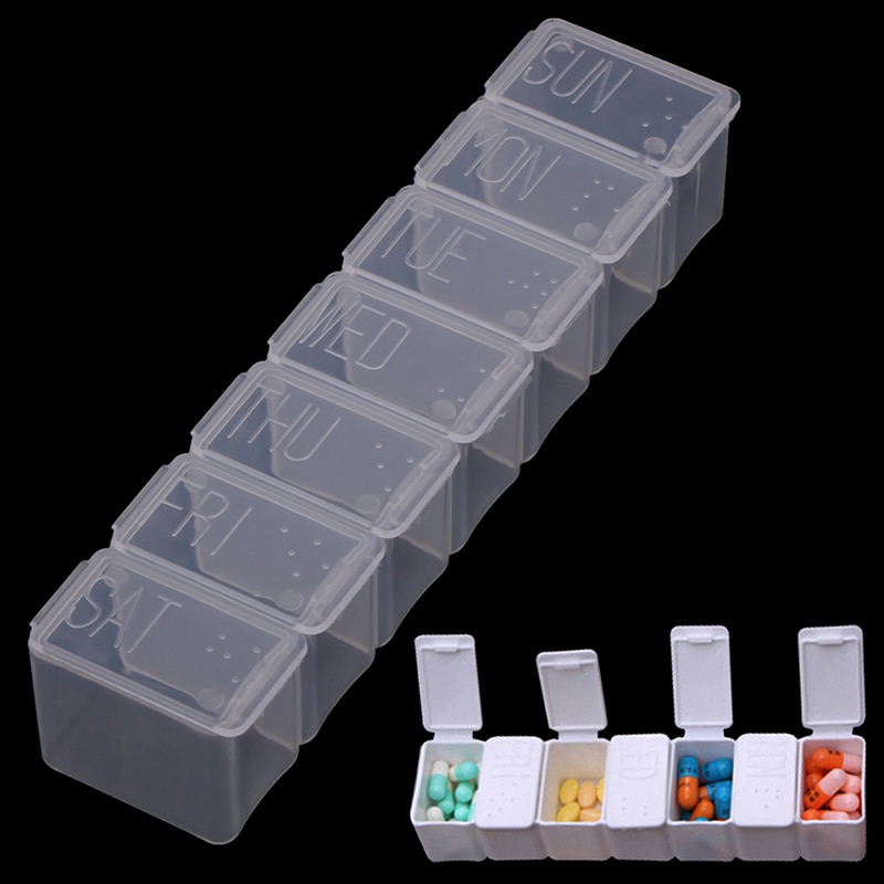 2/7 Solt Pil Case Opslag Dispenser Geneeskunde Opslag Tablet Splitters Pillendoos 7 Dagen Wekelijkse Pill Case 7 Kleine Aparte dozen