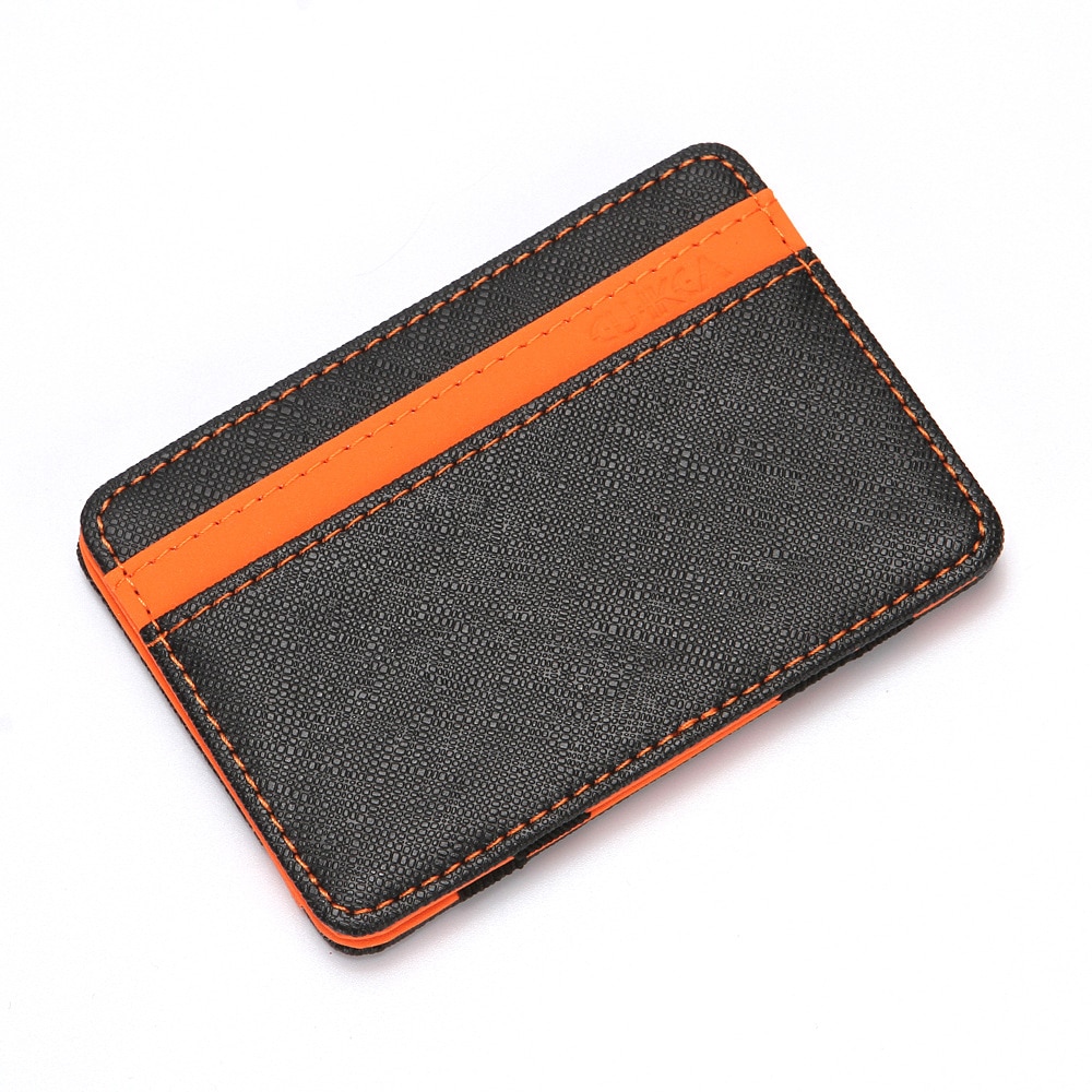 Magic Portemonnee Mannen/Vrouwen Sport Draagbare Creatieve Portemonnee Kruis Patroon Kleur Card Case Kaart Pakket Dubbelzijdig Vouwen: Oranje