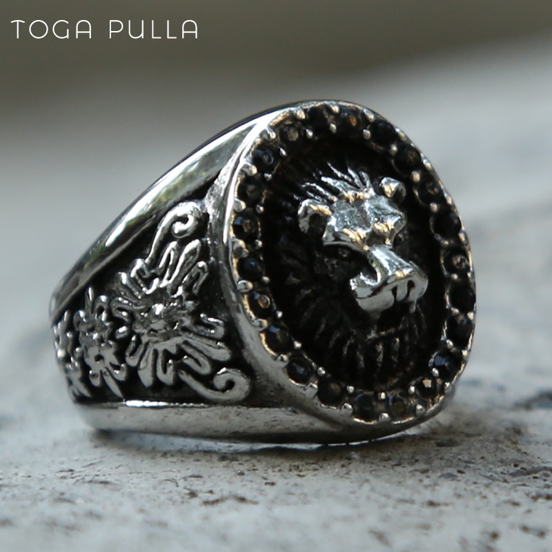 Anillo de acero inoxidable estilo Hip Hop para hombre y niño, sortija de oro y plata con de El Rey León, estilo Punk, Animal, para hombre y niño