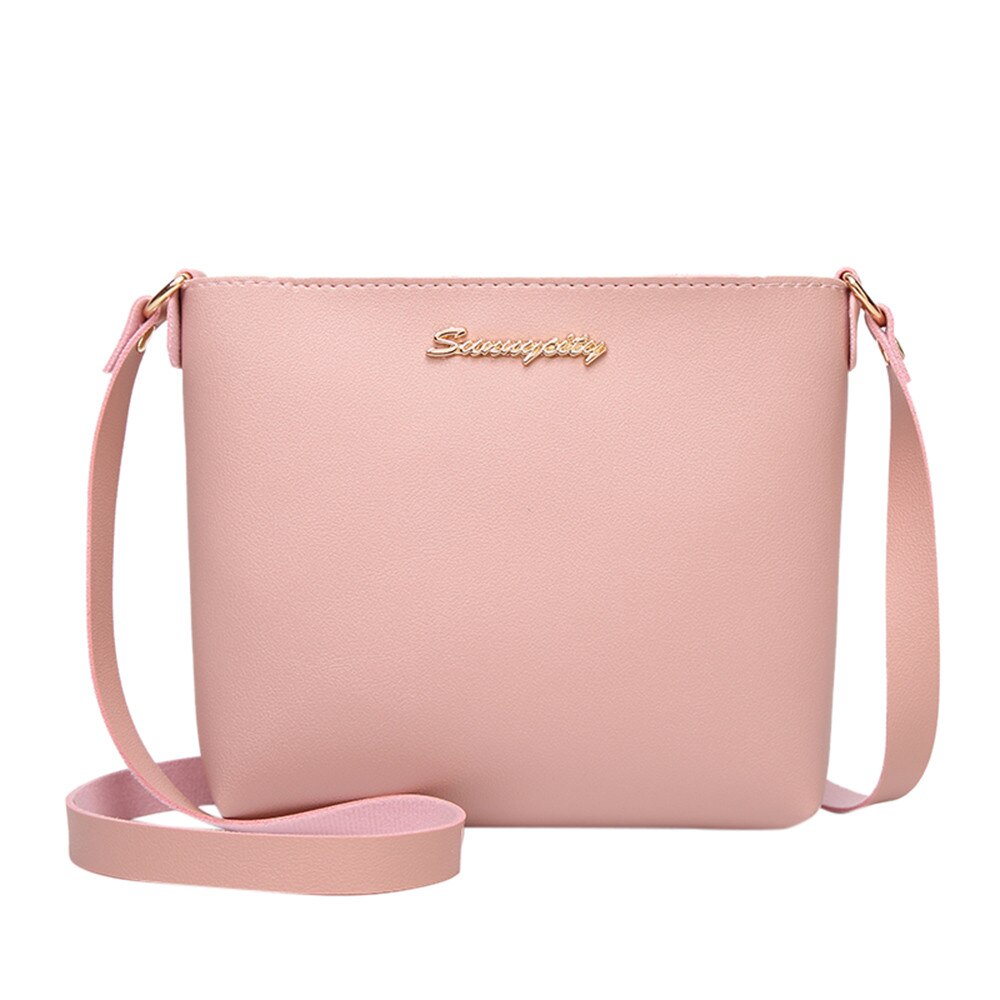 Vrouwen Brief Messenger Bag Eenvoudige Zwart Lederen Crossbody Tassen Gehuld Vormige Kleine Messenger Schoudertassen Bag # Yj: Pink