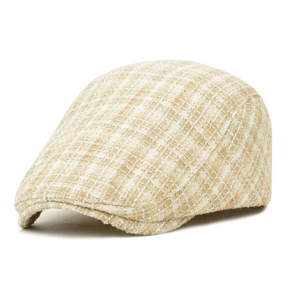 Showersmile kvinnor basker gul pläd platt keps dam murgröna keps vårmärke justerbar märke dam hatt: Gul
