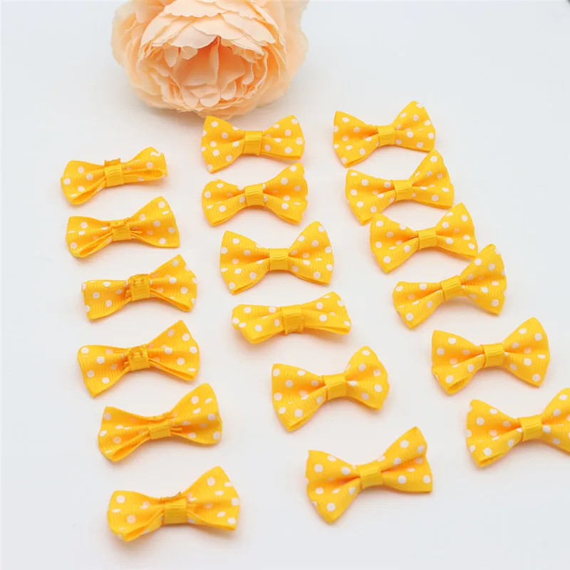 50/100pcs Size 2cmx3.5cm mini polka dot bow waist bow tie clothing diy accessories jewelry small bow tie headwear accessories: Antique Brass / L
