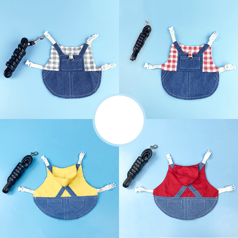 Vêtements en Denim pour animaux de compagnie, vêtements pour lapins, harnais avec laisse, gilet pour petits animaux, veste, ensemble pour furet, lapin, Hamster, fournitures pour petits animaux de compagnie