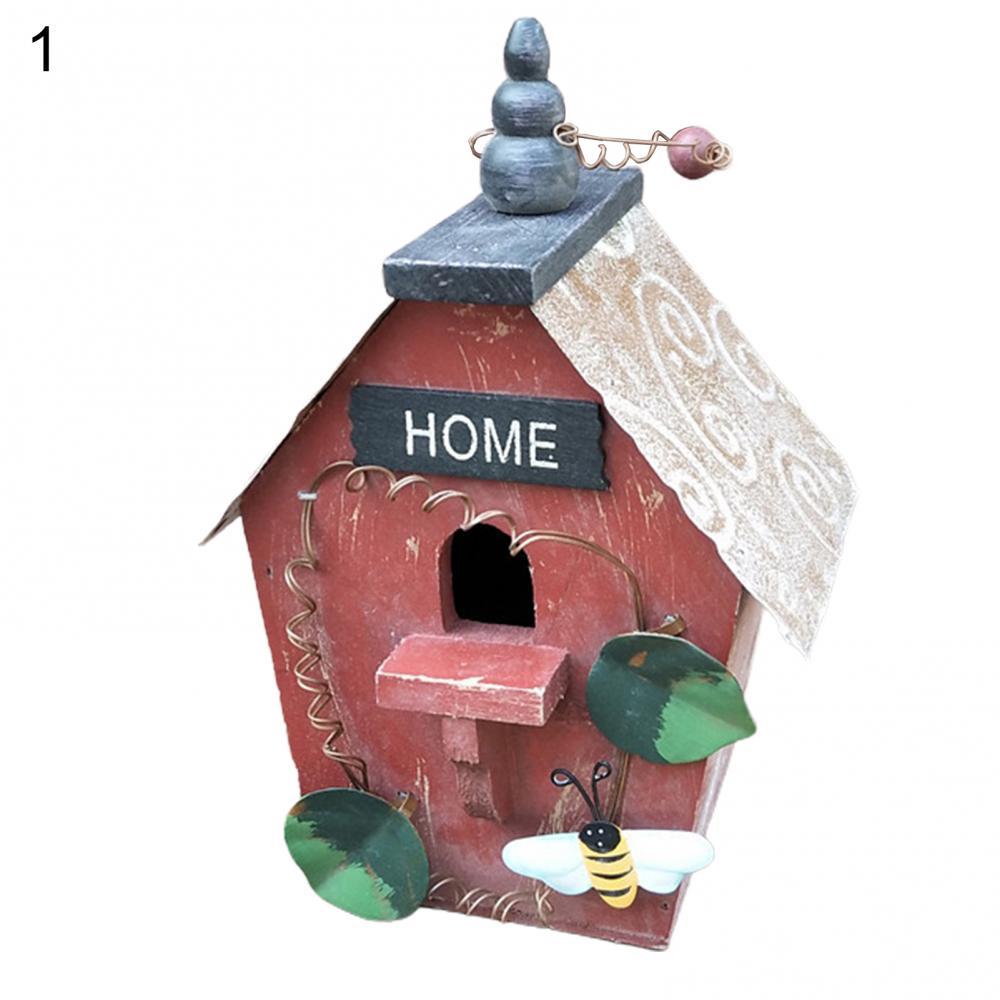 Bird House Birdcage Painting Outdoor Garden Yard Hanging Cottage Feeder Nest Crafts Birdhouse Pet Products Bird Accessories: green