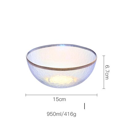 Colorful glass tableware plate Dessert salad bowl Western dish dinner tray fruit plate dinnerware sets plate: 950ml bowl