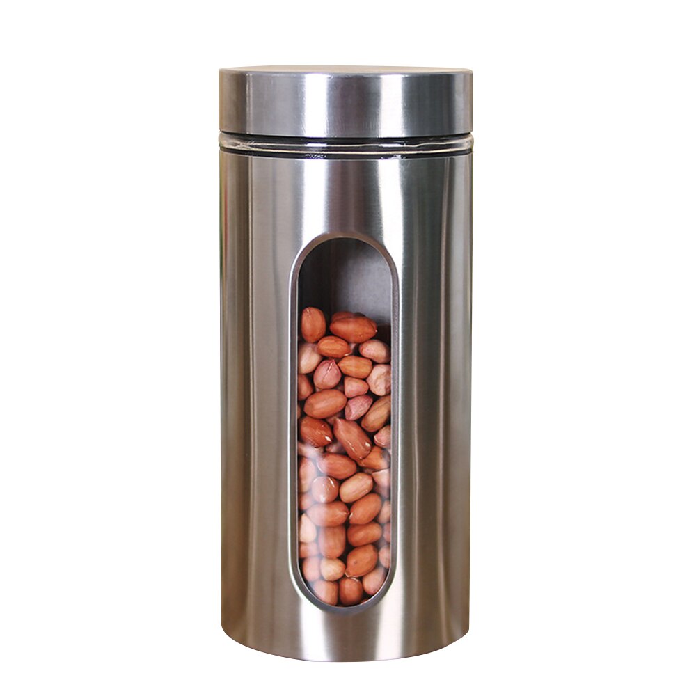 Thee Doos Blikken Kan Rvs Thee Tank Koffie Suiker Opslag Container Potten Potten Keuken Opslag Pot Voor Noten Bottels thee: 1300ml