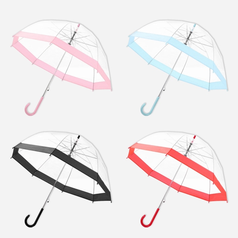 Parapluie de pluie Transparent à longue poignée Ultra léger femmes enfants parapluies féminins