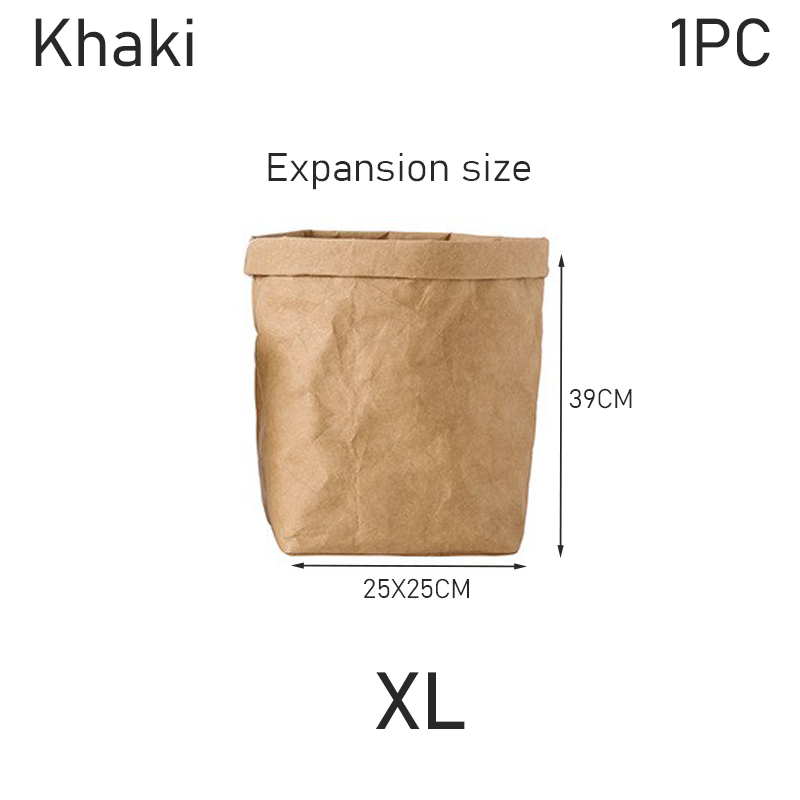 Washable Kraft Paper Refrigerator Storage Bag Desktop Organizer Office Kitchen Wardrobe Stationery Storage Pot Cover Storage Bag: Clear