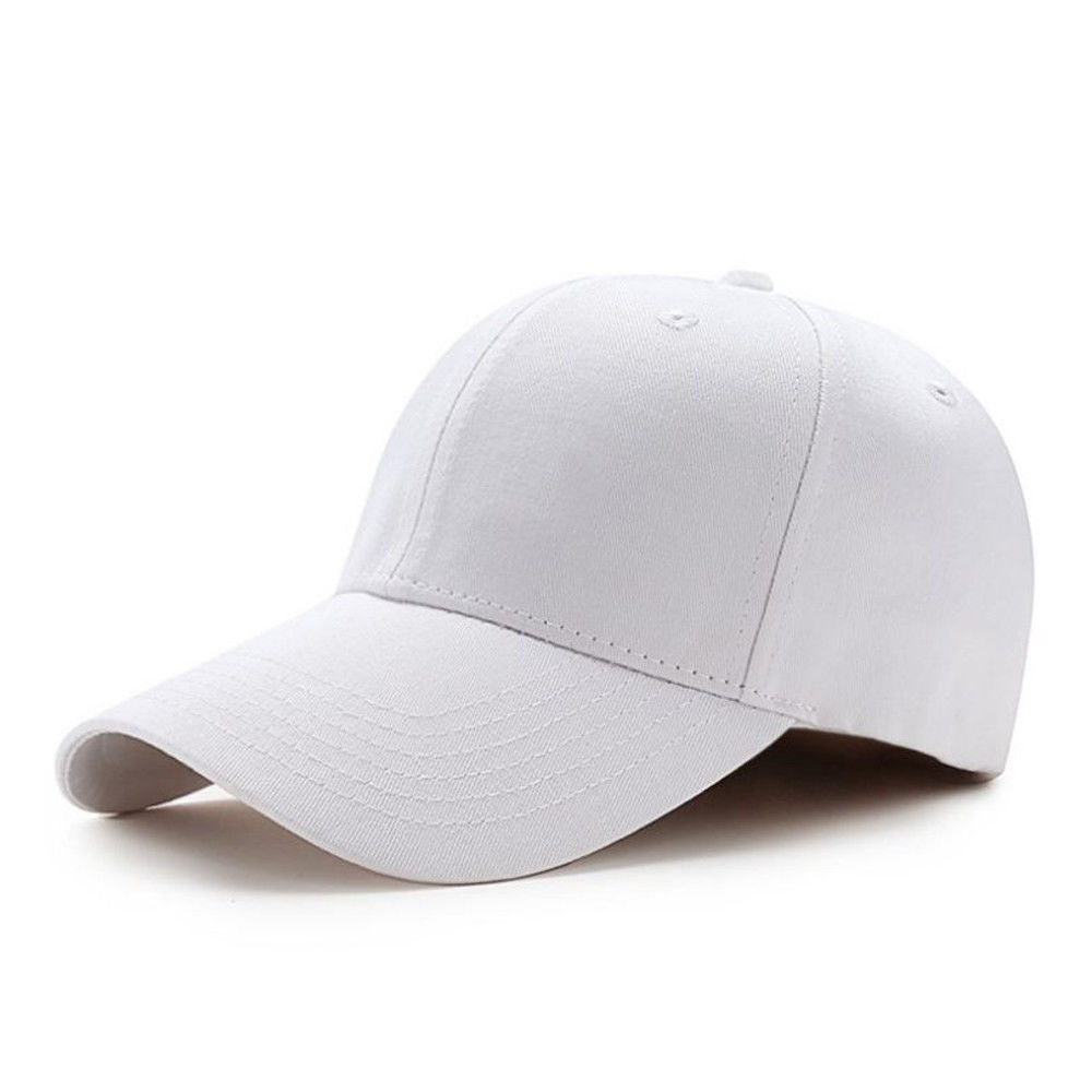 Katoen Effen Mannen Vrouwen Solid Baseball Bal Cap Outdoor Sport Hoeden Verstelbare: WHITE