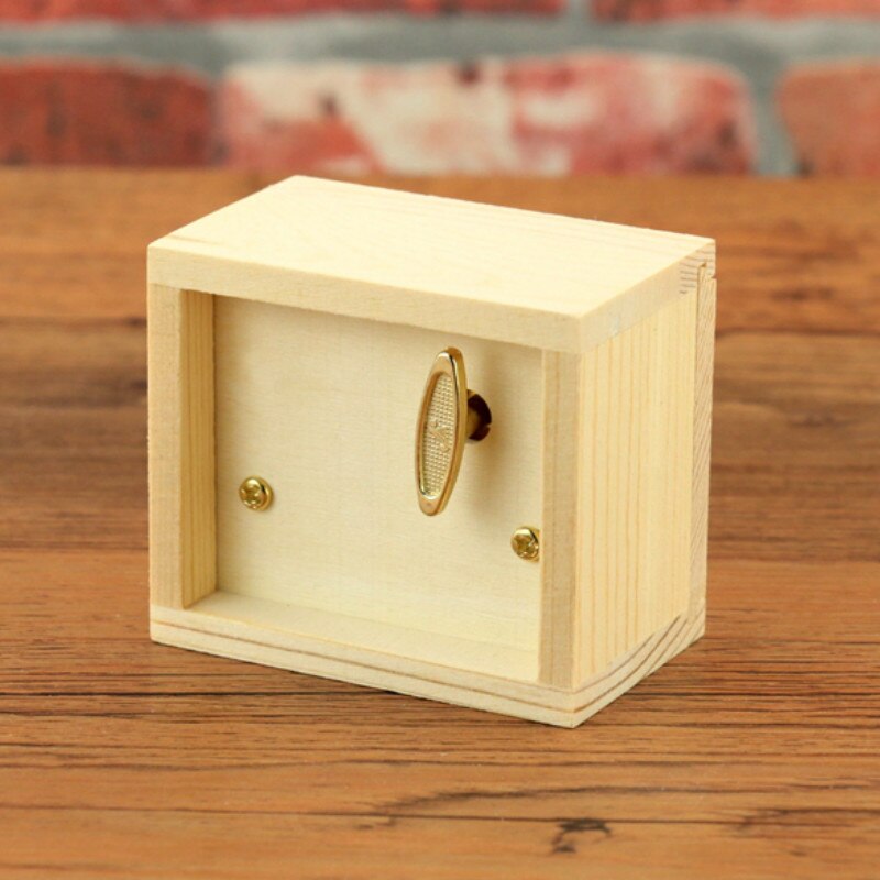 Solid Wood Clockwork Pull-out Music box DIY Wooden Eight Rhymes Musical Box Golden Sliver Movement best for Home Decor