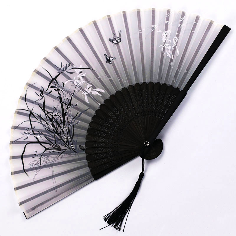 Éventail de danse classique chinois et japonais en soie, à tige en bois, de , , pour femme, décoration de la maison: 1
