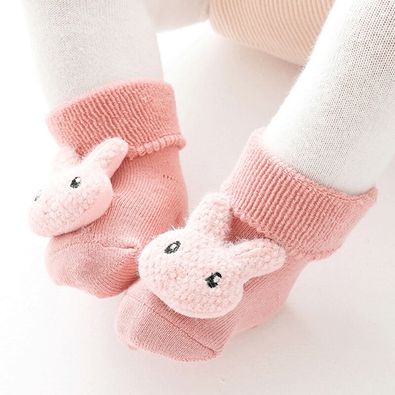 Calcetines de dibujos animados para bebé, niño y niña, oso de conejo, antideslizantes, suaves y cálidos, para invierno y otoño, para interiores, de 1 a 3 años