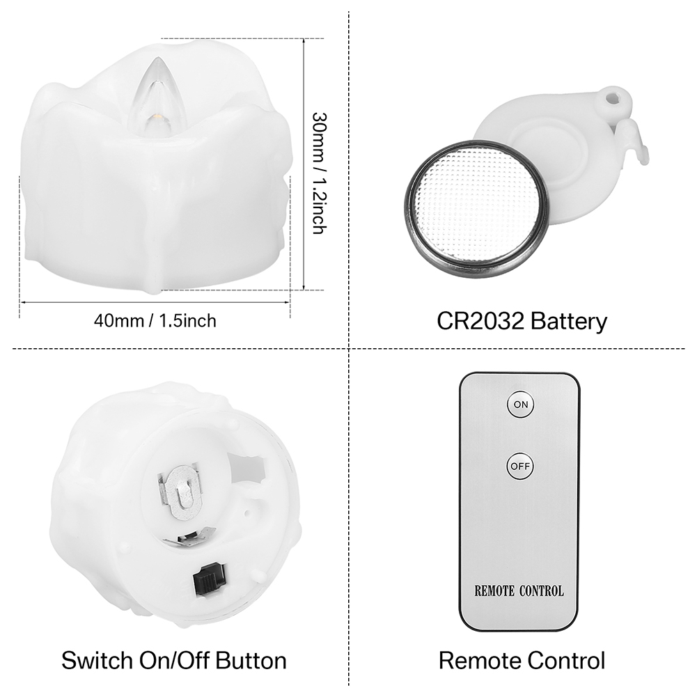 Vela electrónica LED sin llama con Control remoto, iluminación LED con llama parpadeante, luces de té, decoración del hogar de Navidad y Halloween
