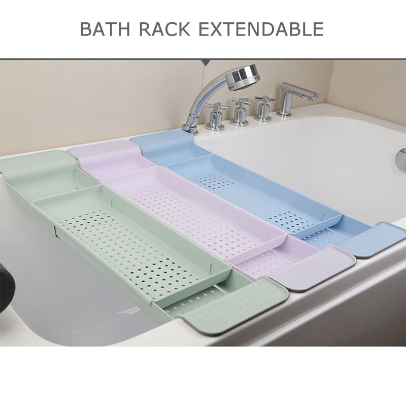 Bath Shelf over Bath Tray Plastic Bath Caddy Bath Rack Bathtub Board Adjustable Bathtub Tray Phone Holder Bathroom Accessories