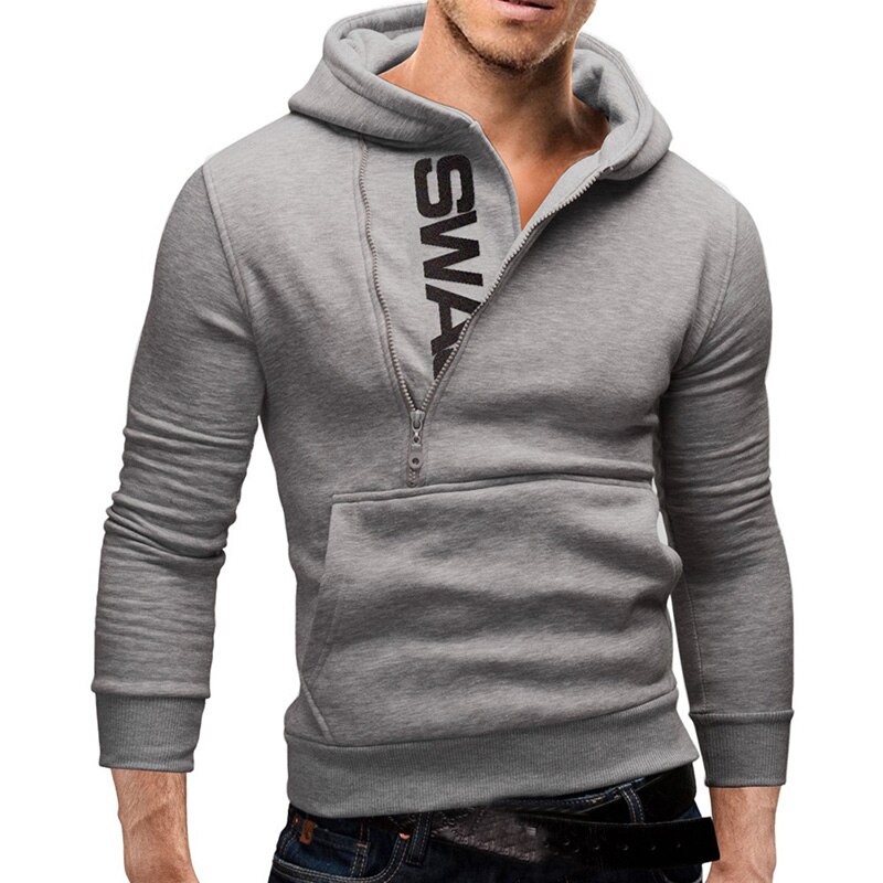 Autumn Men Casual Letter Printing Side Zipper Head Cashmere Sweater Male Outerwear Top Men's Hoodies Sports