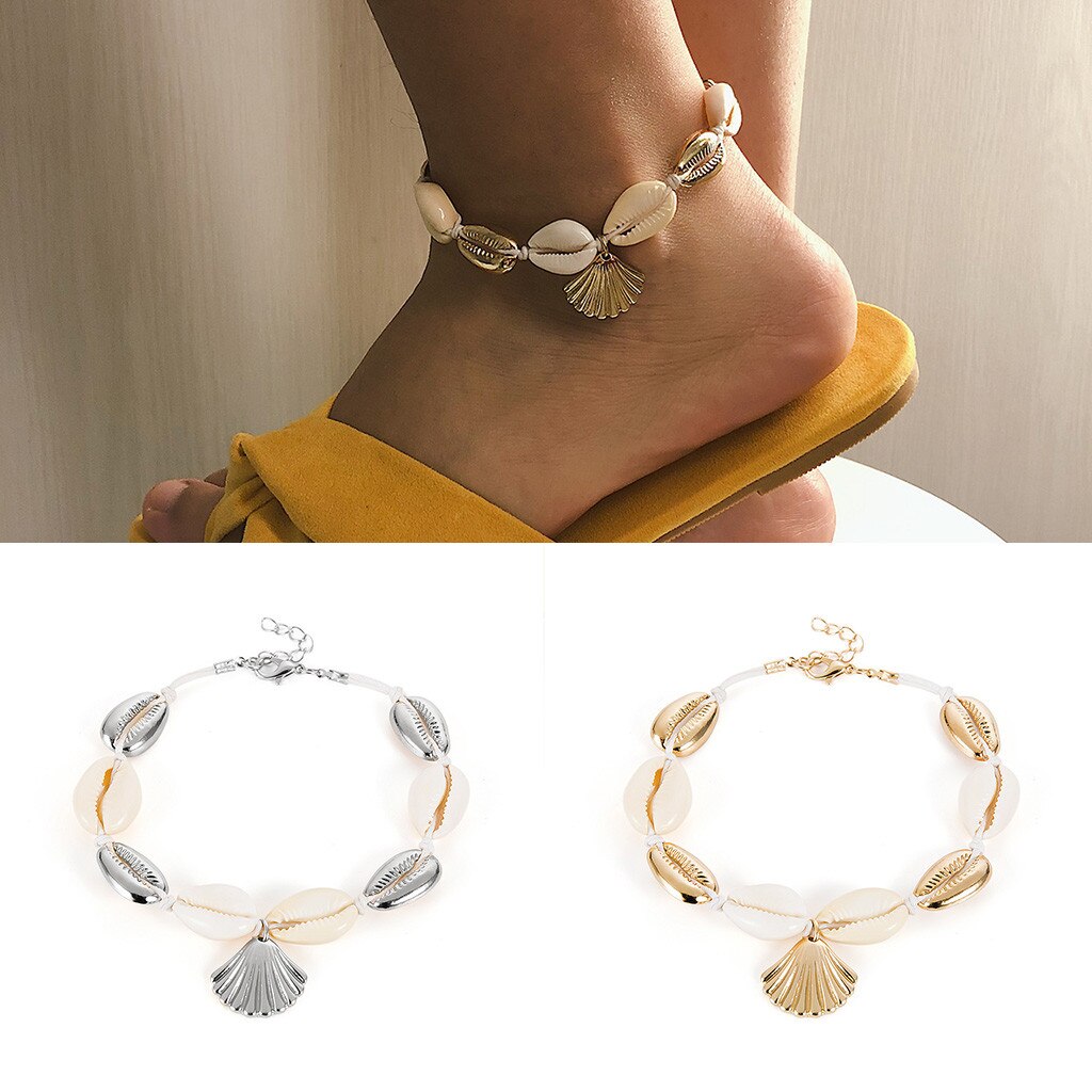 Summer Beach style anklets Women Shell Body Foot Chain Seashell Adjustable Pendant Jewelry bracelets